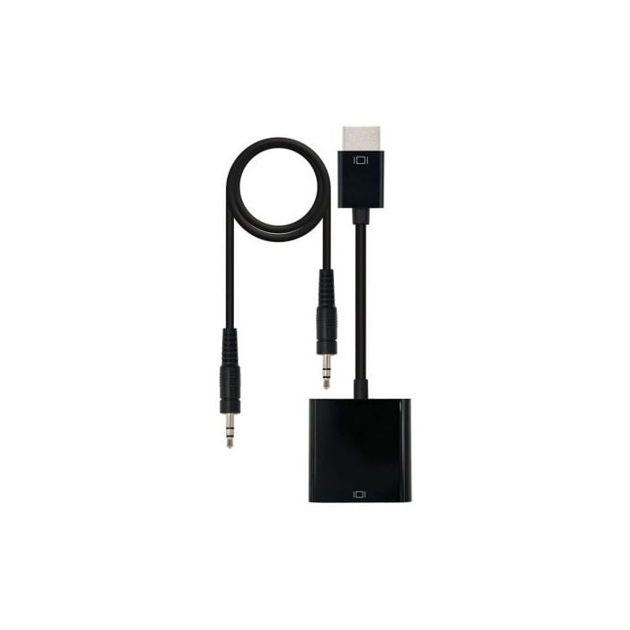 Conversor Nanocable 10.16.2001-BK/ HDMI Macho - VGA Hembra/ Jack 3.5 Hembra/ 10cm/ Negro | HDMI