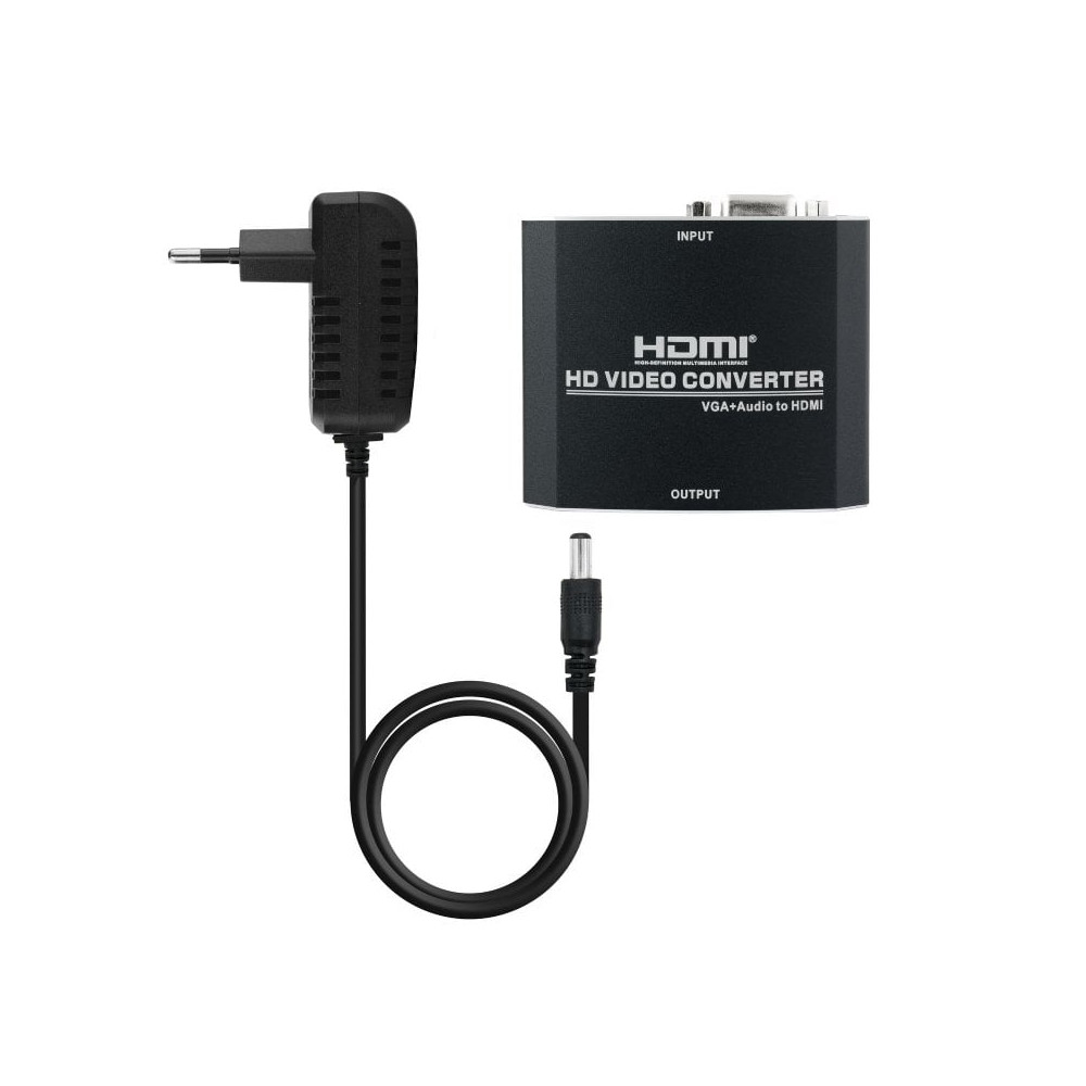 Conversor Nanocable 10.16.2101-BK/ HDMI Hembra - VGA Hembra/ Jack 3.5 Hembra/ 15cm/ Negro | HDMI