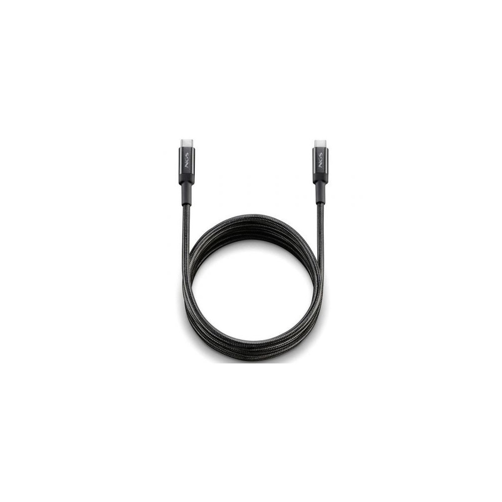 Cable USB 2.0 Tipo-C NGS KNOT/ USB Tipo-C Macho - USB Tipo-C Macho/ Hasta 65W/ 480Mbps/ 2m/ Negro | USB-C