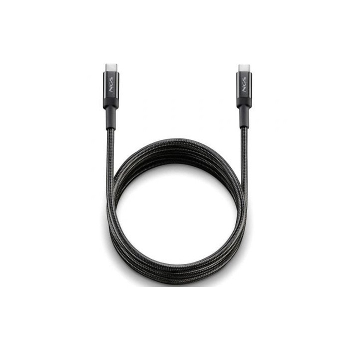 Cable USB 2.0 Tipo-C NGS KNOT/ USB Tipo-C Macho - USB Tipo-C Macho/ Hasta 65W/ 480Mbps/ 2m/ Negro | USB-C