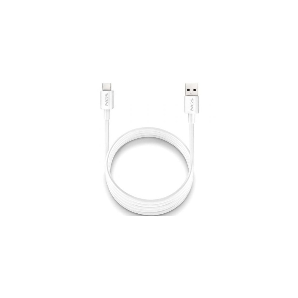 Cable USB 2.0 NGS ZYRO-AC/ USB Macho - USB Tipo-C Macho/ Hasta 15W/ 480Mbps/ 1m/ Blanco | USB
