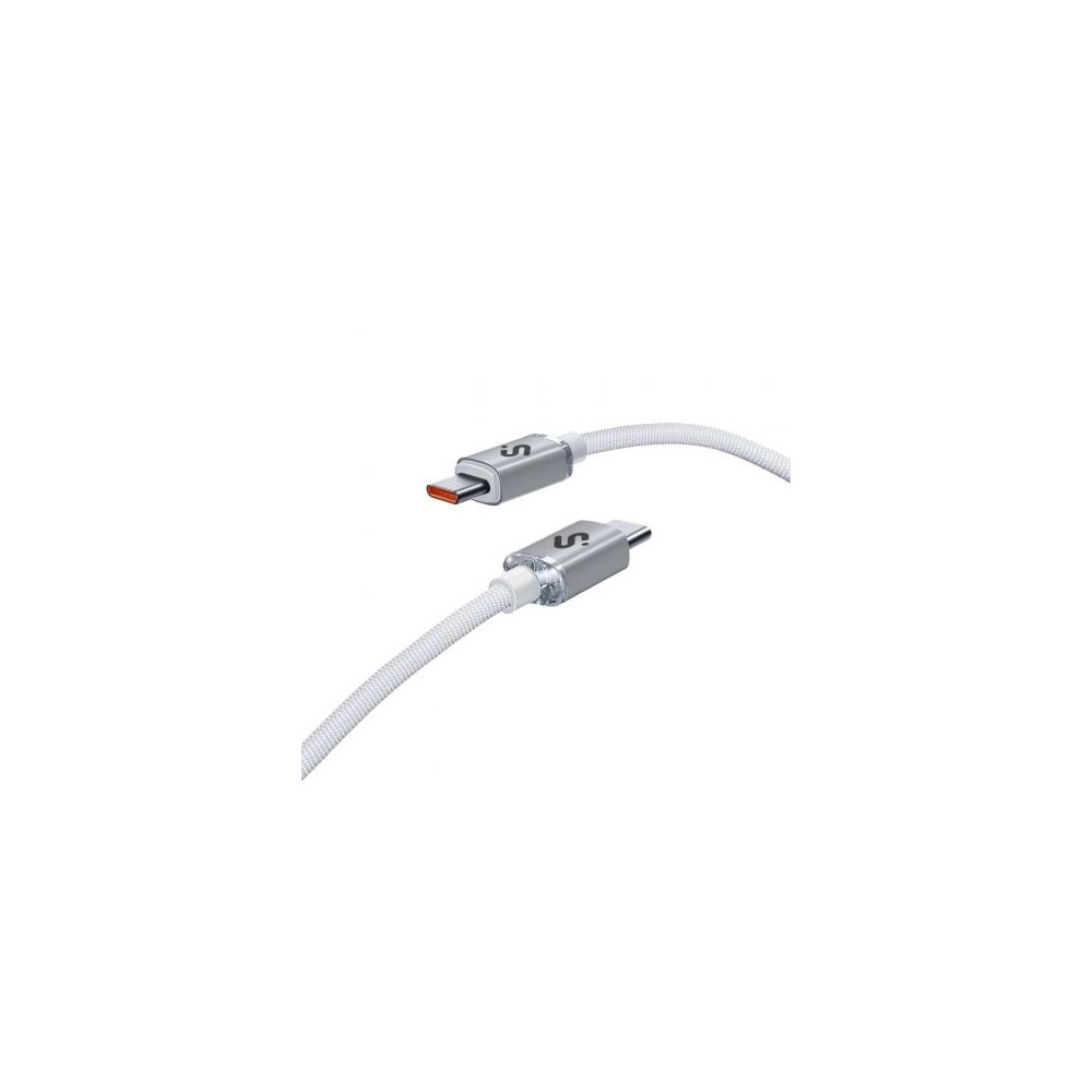 Cable USB 2.0 Tipo-C Subblim Optimus/ USB Tipo-C Macho - USB Tipo-C Macho/ Hasta 60W/ 480Mbps/ 1m/ Blanco | USB-C