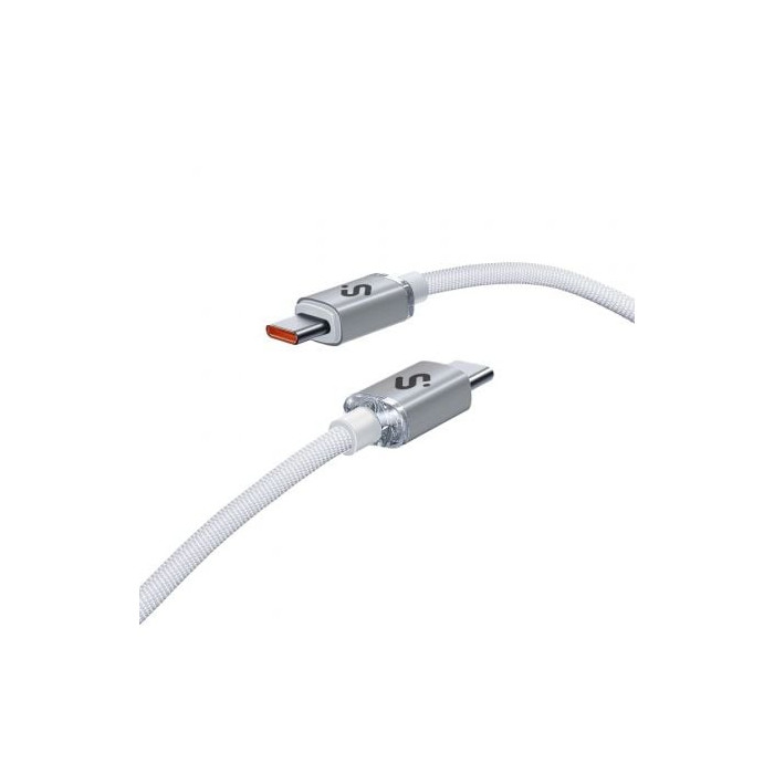 Cable USB 2.0 Tipo-C Subblim Optimus/ USB Tipo-C Macho - USB Tipo-C Macho/ Hasta 60W/ 480Mbps/ 1m/ Blanco | USB-C