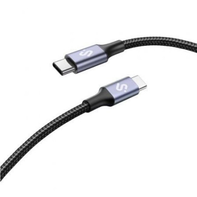 Cable USB 2.0 Tipo-C Subblim Plus/ USB Tipo-C Macho - USB Tipo-C Macho/ Hasta 100W/ 480Mbps/ 1m/ Negro | USB-C
