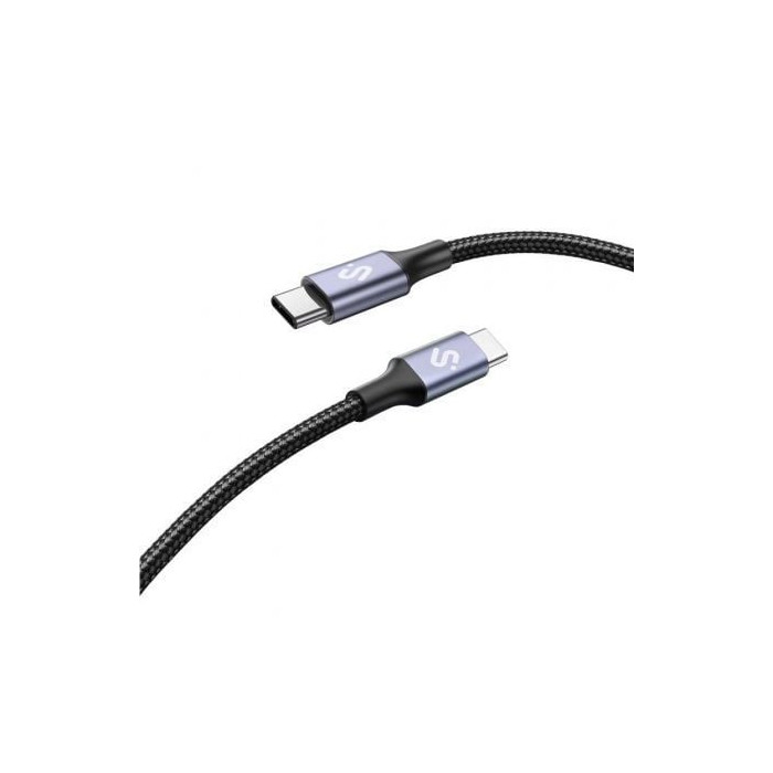 Cable USB 2.0 Tipo-C Subblim Plus/ USB Tipo-C Macho - USB Tipo-C Macho/ Hasta 100W/ 480Mbps/ 1m/ Negro | USB-C
