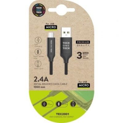 Cable USB 2.0 Tech One Tech TEC2001/ USB Macho - MicroUSB Macho/ 1m/ Negro | USB