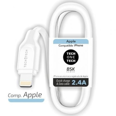 Cable USB 2.0 Lightning Tech One Tech TEC2902/ Lightning Macho - USB Macho/ 1m/ Blanco | Lightning
