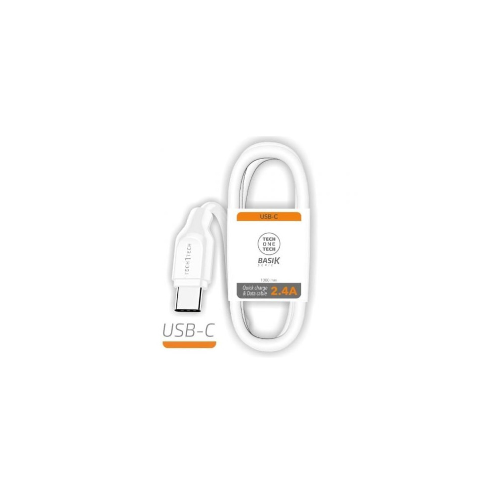 Cable USB Tipo-C Tech One Tech TEC2903/ USB Tipo-C Macho - USB Macho/ 1m/ Blanco | Lightning