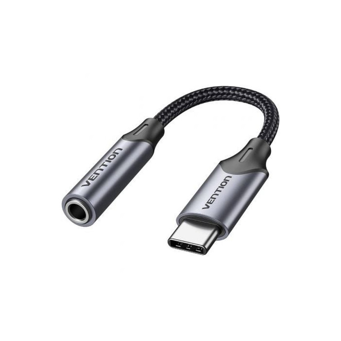 Adaptador Audio Vention BGMHA/ Jack 3.5 Hembra - USB Tipo-C Macho/ 10cm/ Gris | Audio