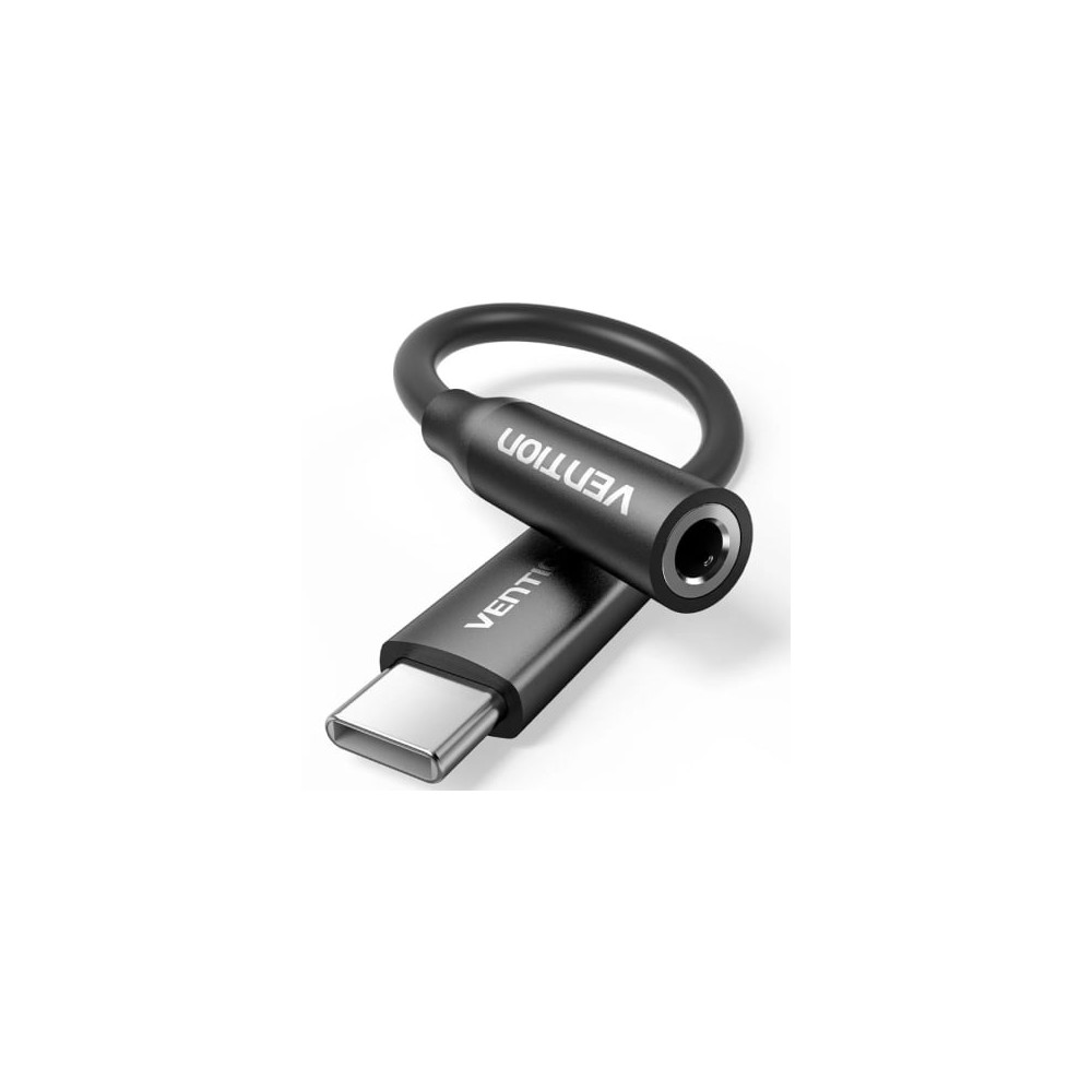 Adaptador Audio Vention BIIBA/ Jack 3.5 Hembra - USB Tipo-C Macho/ 10cm/ Negro | Audio