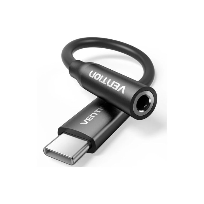 Adaptador Audio Vention BIIBA/ Jack 3.5 Hembra - USB Tipo-C Macho/ 10cm/ Negro | Audio