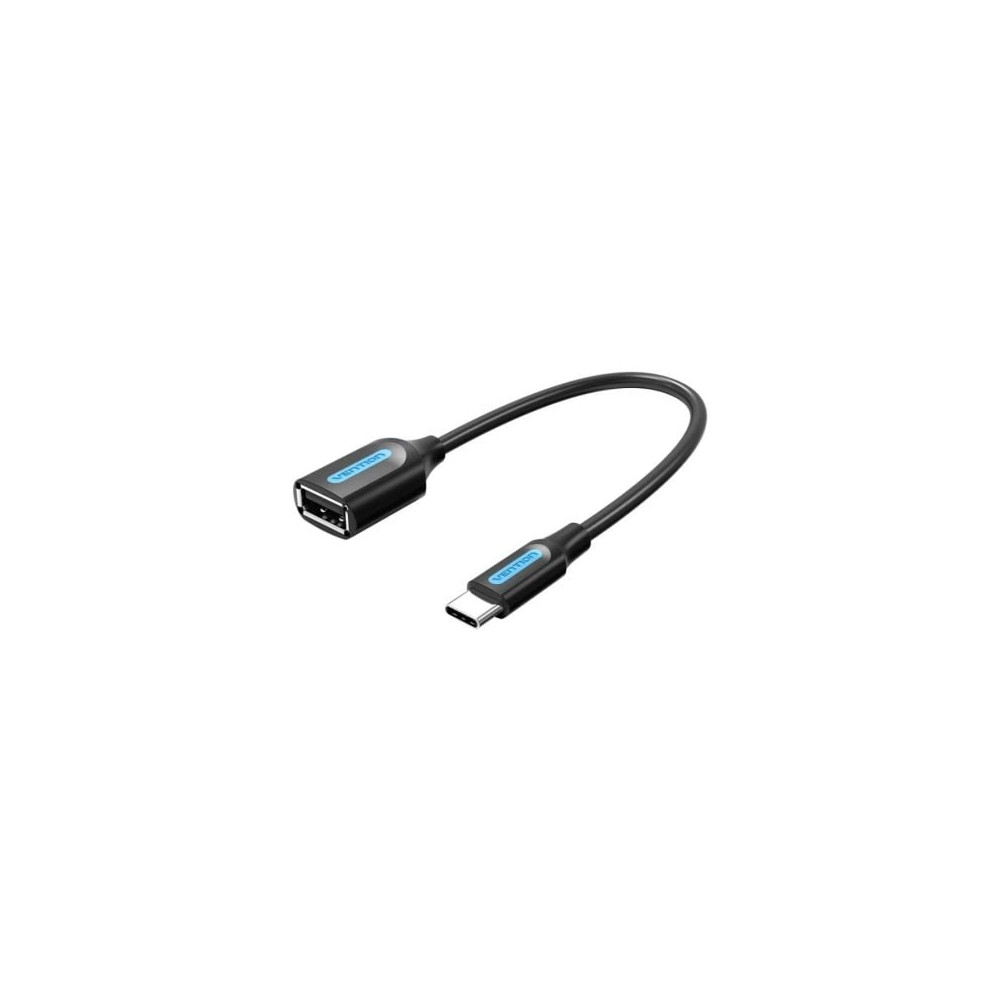 Cable USB 2.0 Tipo-C Vention CCSBB/ USB Tipo-C Macho - USB Hembra/ 15cm/ 480Mbps/ Negro | USB