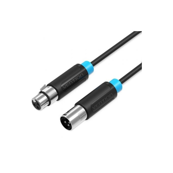 Cable Estéreo Vention BBFBH/ XLR Macho - XLR Hembra/ 2m/ Negro | Audio