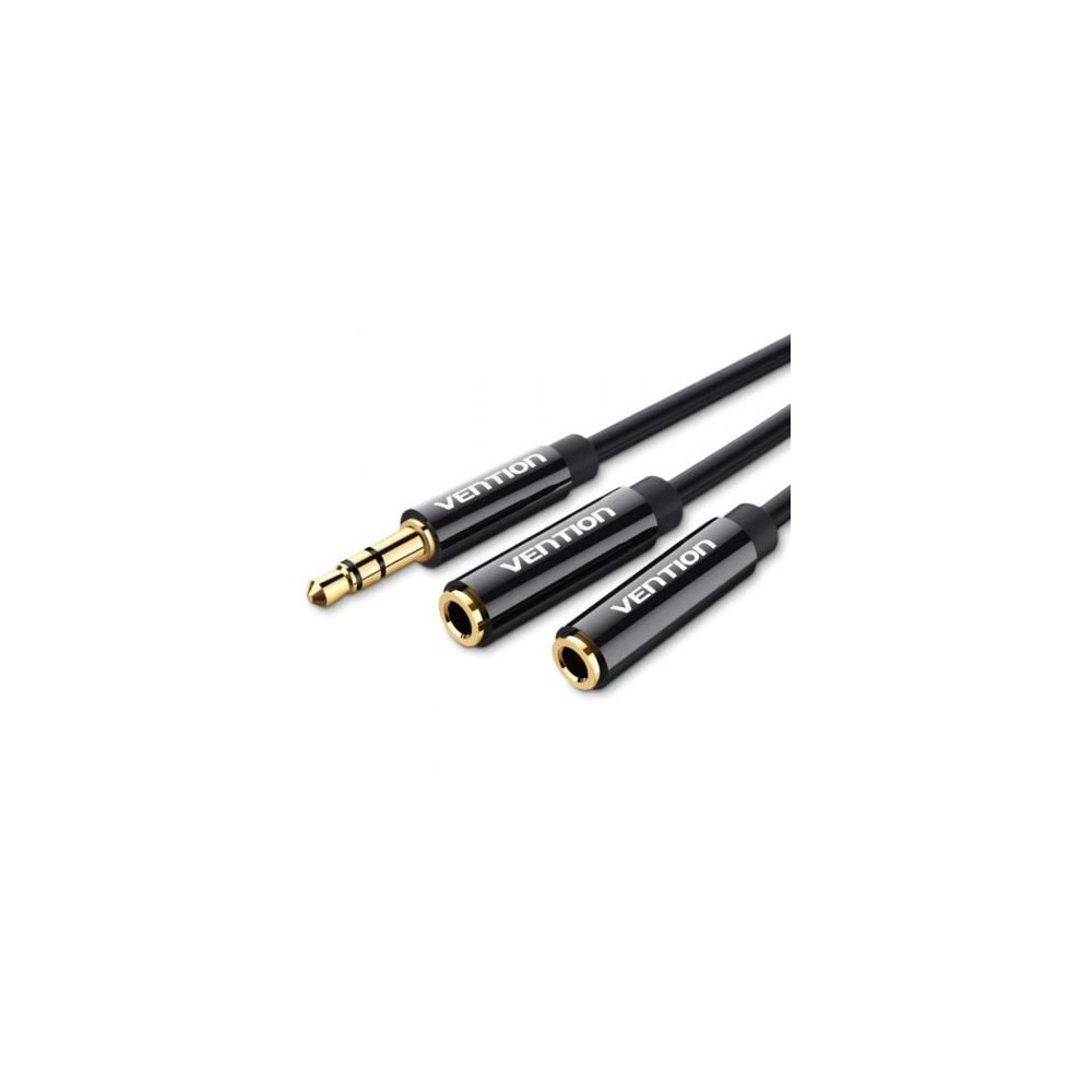 Cable Estéreo Vention BBSBY/ Jack 3.5 Macho - 2x Jack 3.5 Hembra/ 30cm/ Negro | Audio