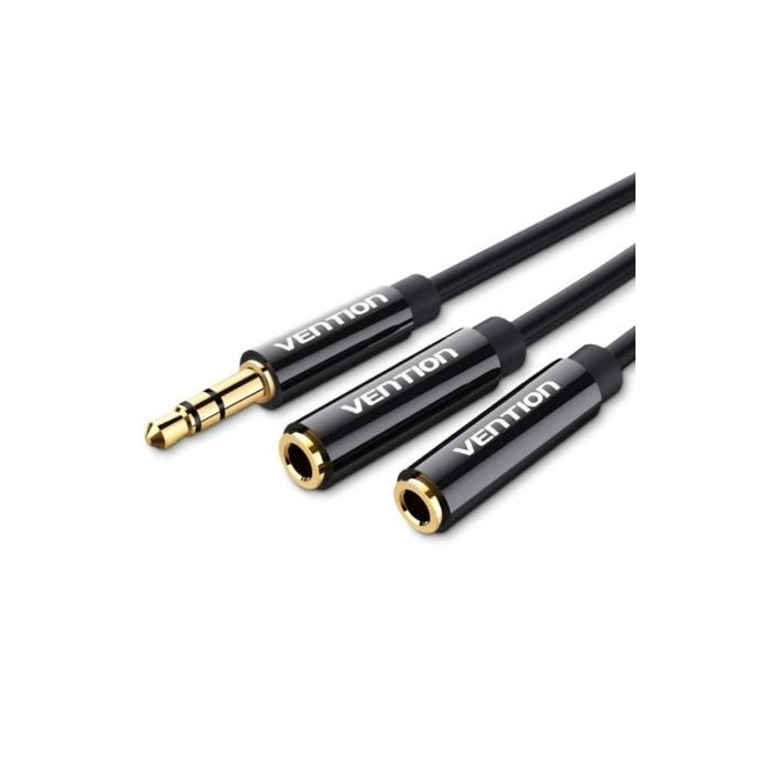 Cable Estéreo Vention BBSBY/ Jack 3.5 Macho - 2x Jack 3.5 Hembra/ 30cm/ Negro | Audio