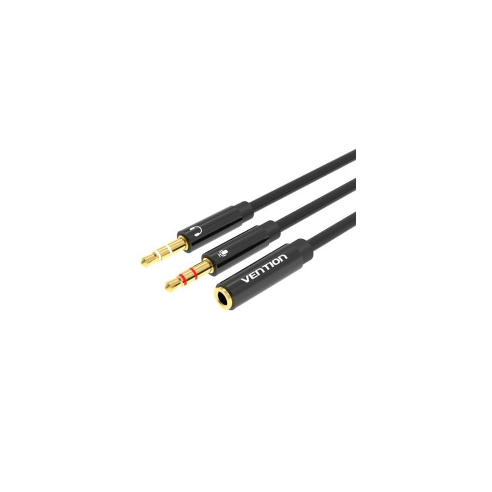 Cable Estéreo Vention BBTBY/ 2x Jack 3.5 Macho - Jack 3.5 Hembra/ 30cm/ Negro | Audio