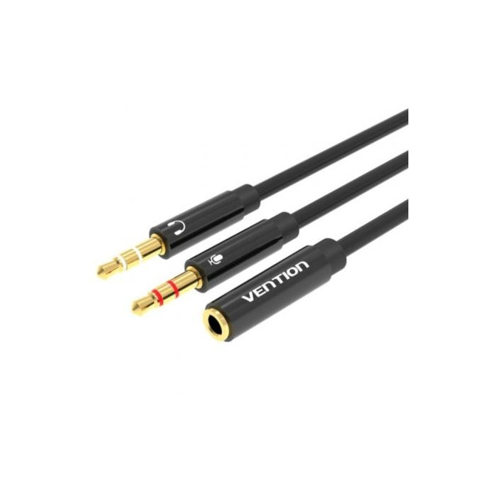 Cable Estéreo Vention BBTBY/ 2x Jack 3.5 Macho - Jack 3.5 Hembra/ 30cm/ Negro | Audio