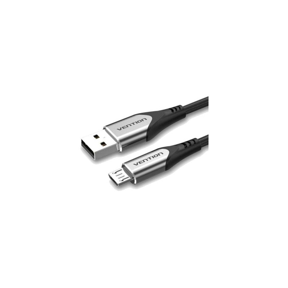 Cable USB 2.0 Vention COAHF/ USB Macho - MicroUSB Macho/ Hasta 60W/ 480Mbps/ 1m/ Gris | USB