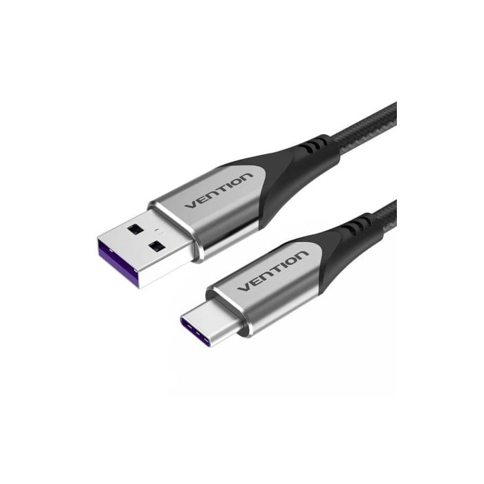 Cable USB 2.0 Tipo-C Vention COFHG/ USB Tipo-C Macho - USB Macho/ Hasta 100W/ 480Mbps/ 1.5m/ Gris | USB