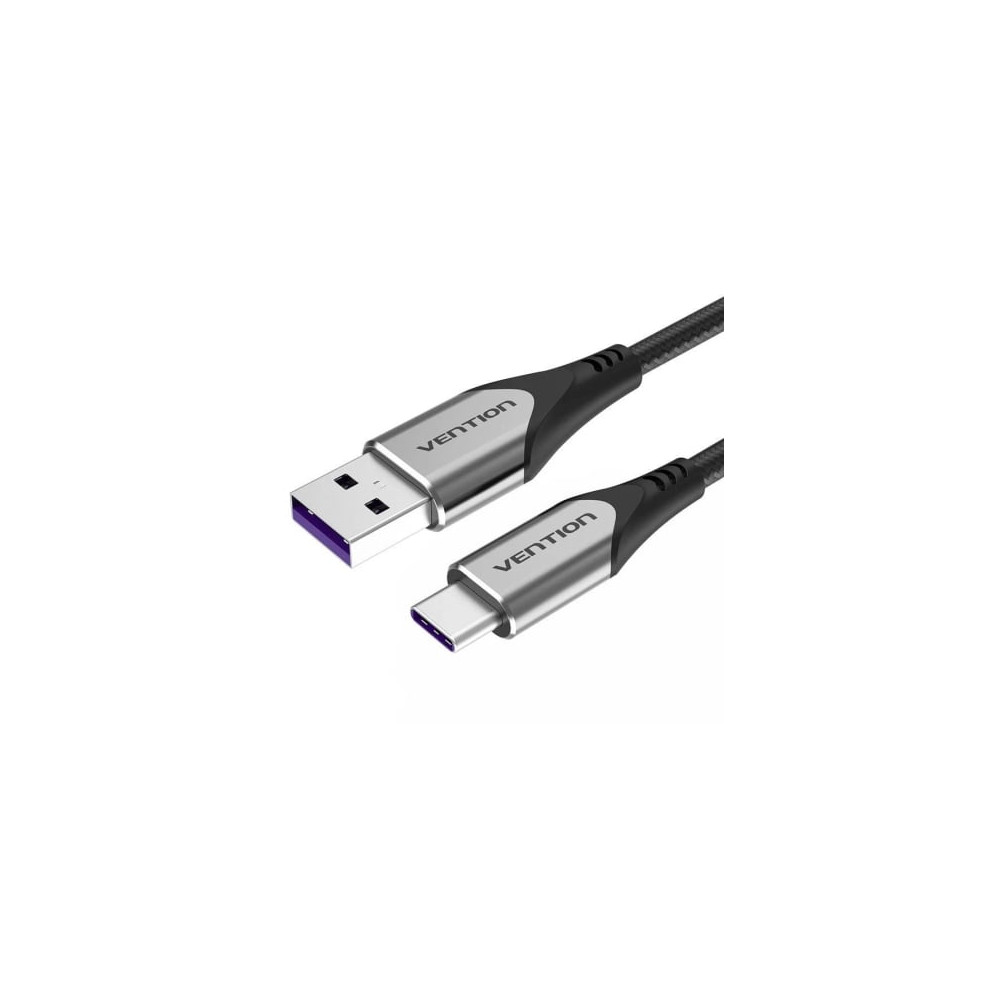 Cable USB 2.0 Tipo-C Vention COFHH/ USB Tipo-C Macho - USB Macho/ Hasta 100W/ 480Mbps/ 2m/ Gris | USB