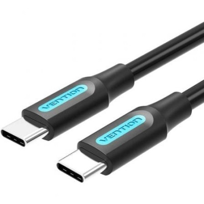Cable USB 2.0 Tipo-C Vention COSBD/ USB Tipo-C Macho - USB Tipo-C Macho/ Hasta 60W/ 480Mbps/ 50cm/ Negro | USB-C
