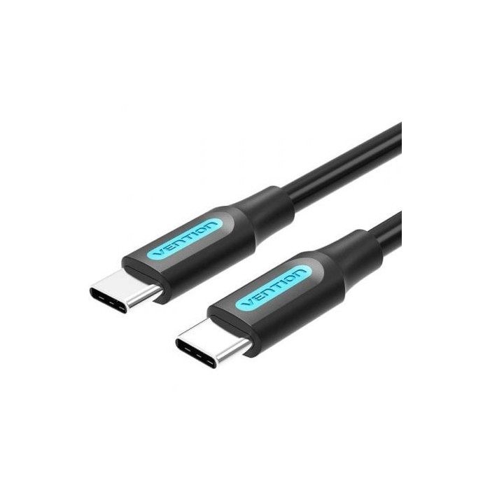 Cable USB 2.0 Tipo-C Vention COSBD/ USB Tipo-C Macho - USB Tipo-C Macho/ Hasta 60W/ 480Mbps/ 50cm/ Negro | USB-C