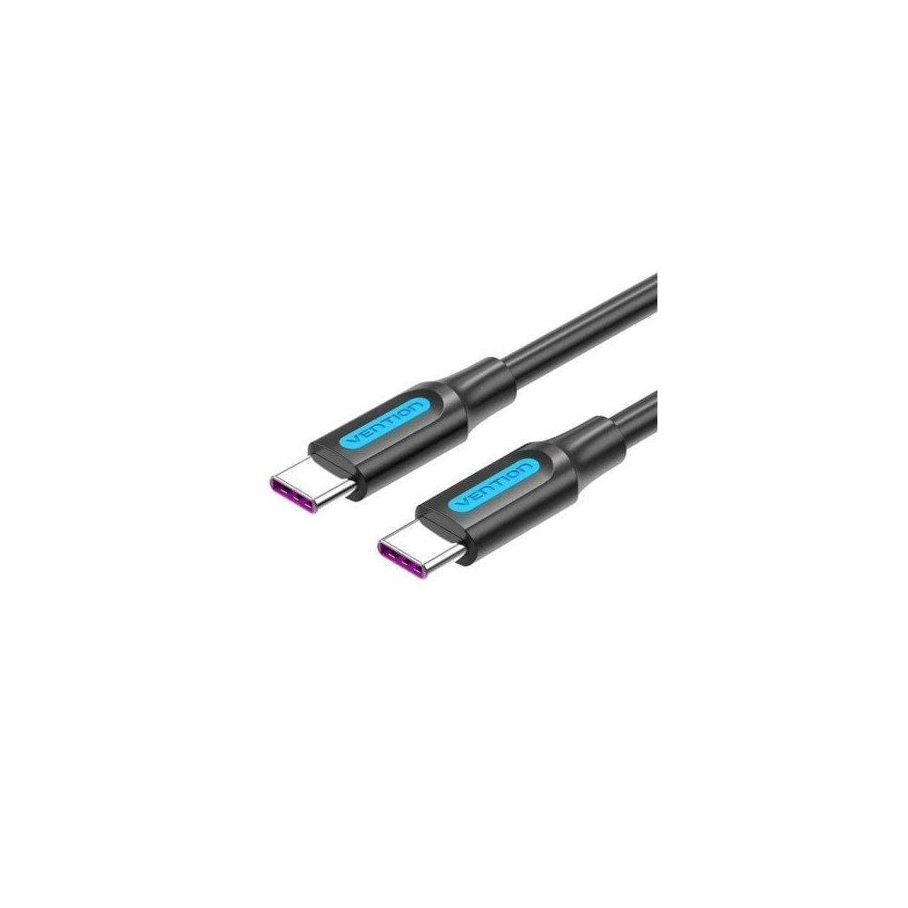 Cable USB 2.0 Tipo-C Vention COTBD/ USB Tipo-C Macho - USB Tipo-C Macho/ Hasta 100W/ 480Mbps/ 50cm/ Negro | USB-C