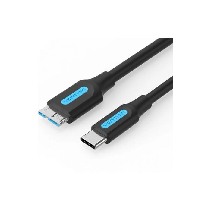 Cable USB 3.0 Vention CQABD/ microUSB Macho - USB Tipo-C Macho/ 5Gbps/ 50cm/ Negro | USB