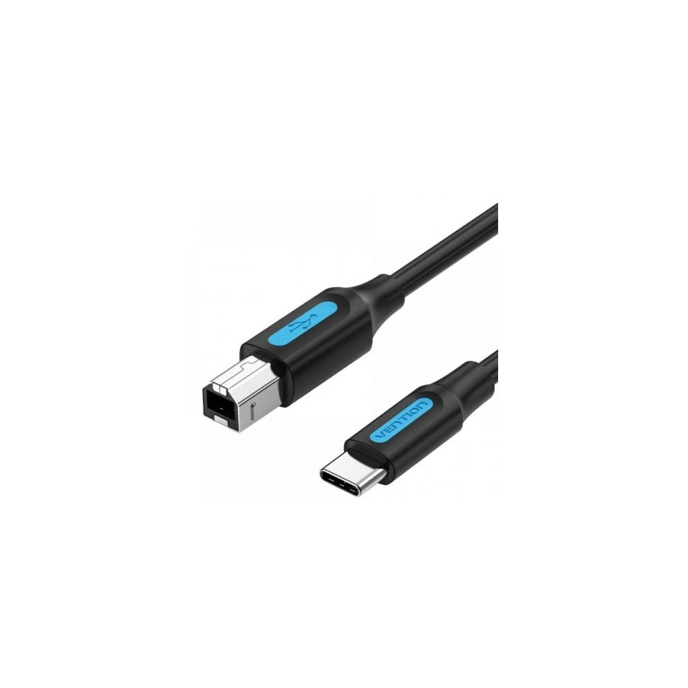 Cable USB 2.0 Impresora Vention CQUBF/ USB Tipo-B Macho - USB Tipo-C Macho/ 480Mbps/ 1m/ Negro | USB