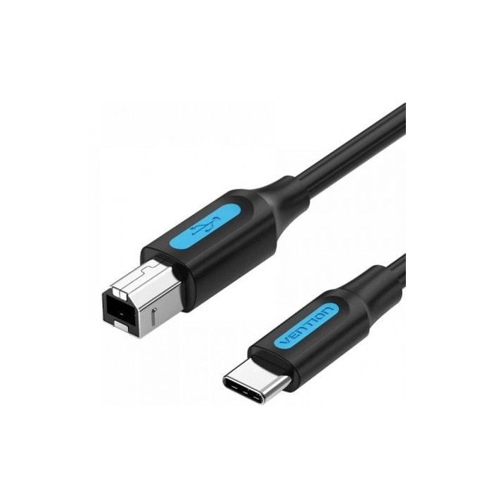 Cable USB 2.0 Impresora Vention CQUBF/ USB Tipo-B Macho - USB Tipo-C Macho/ 480Mbps/ 1m/ Negro | USB