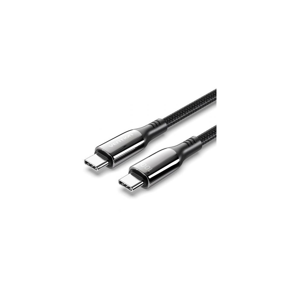 Cable USB 2.0 Tipo-C 5A 100W Vention CTKBH/ USB Tipo-C Macho - USB Tipo-C Macho/ Hasta 100W/ 480Mbps/ 2m/ Negro | USB-C