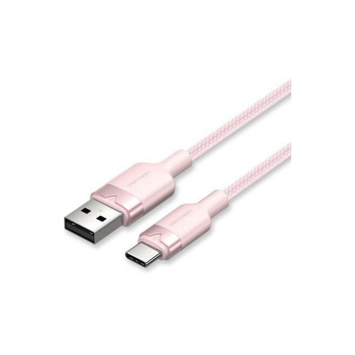 Cable USB 2.0 Tipo-C Vention CTNPF/ USB Tipo-C Macho - USB Macho/ Hasta 60W/ 480Mbps/ 1m/ Rosa | USB