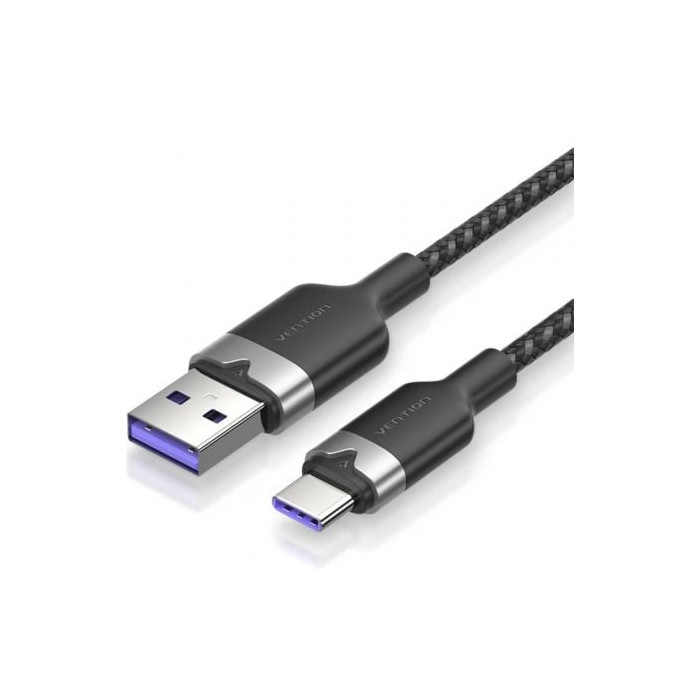 Cable USB 2.0 Tipo-C Vention CTOBF/ USB Tipo-C Macho - USB Macho/ Hasta 100W/ 480Mbps/ 1m/ Negro | USB