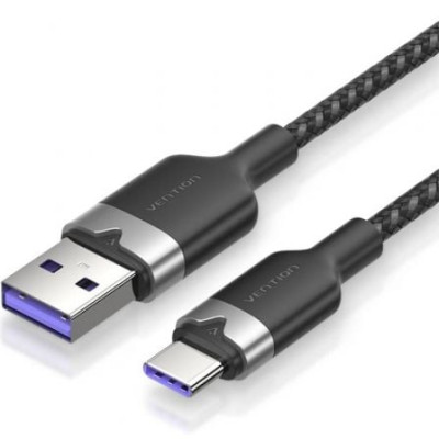 Cable USB 2.0 Tipo-C Vention CTOBH/ USB Tipo-C Macho - USB Macho/ Hasta 100W/ 480Mbps/ 2m/ Negro | USB
