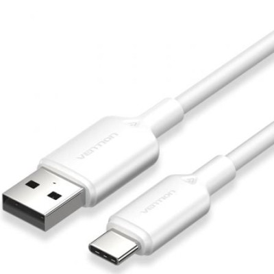 Cable USB 2.0 Tipo-C Vention CTQWF/ USB Tipo-C Macho - USB Macho/ Hasta 60W/ 480Mbps/ 1m/ Blanco | USB