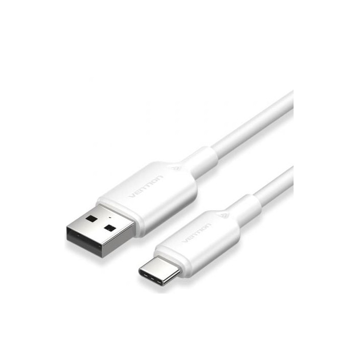 Cable USB 2.0 Tipo-C Vention CTQWF/ USB Tipo-C Macho - USB Macho/ Hasta 60W/ 480Mbps/ 1m/ Blanco | USB