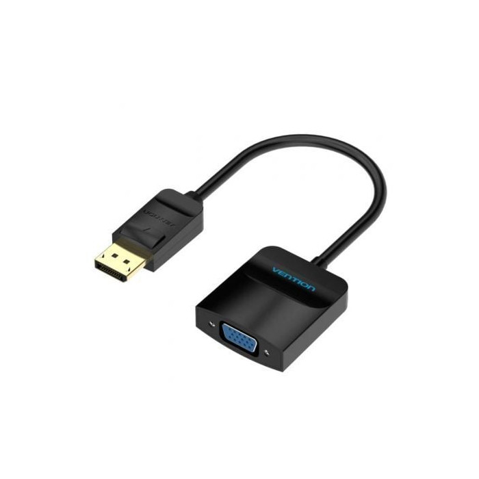 Conversor Vention HBFBB/ DisplayPort Macho - VGA Hembra/ 15cm/ Negro | VGA/DVI/DisplayPort