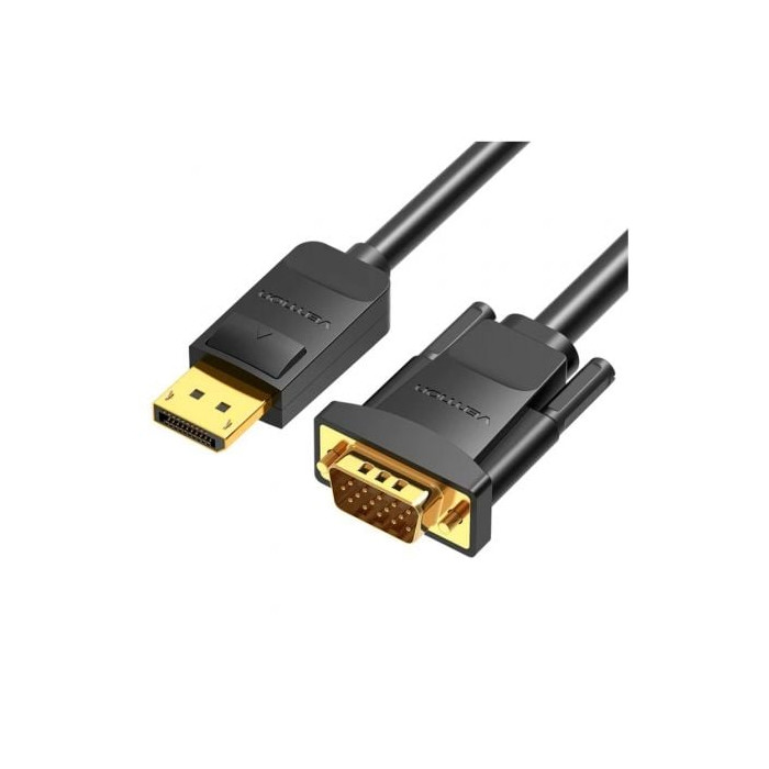 Cable Conversor Vention HBLBH/ DisplayPort Macho - VGA Macho/ 2m/ Negro | VGA/DVI/DisplayPort