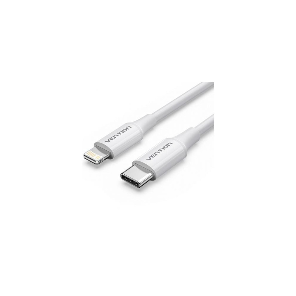 Cable USB 2.0 Tipo-C Lightning Vention LAJWF/ USB Tipo-C Macho - Lightning Macho/ Hasta 27W/ 480Mbps/ 1m/ Blanco | Lightning
