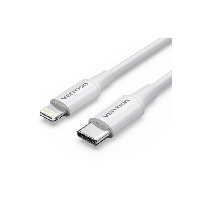 Cable USB 2.0 Tipo-C Lightning Vention LAJWF/ USB Tipo-C Macho - Lightning Macho/ Hasta 27W/ 480Mbps/ 1m/ Blanco | Lightning