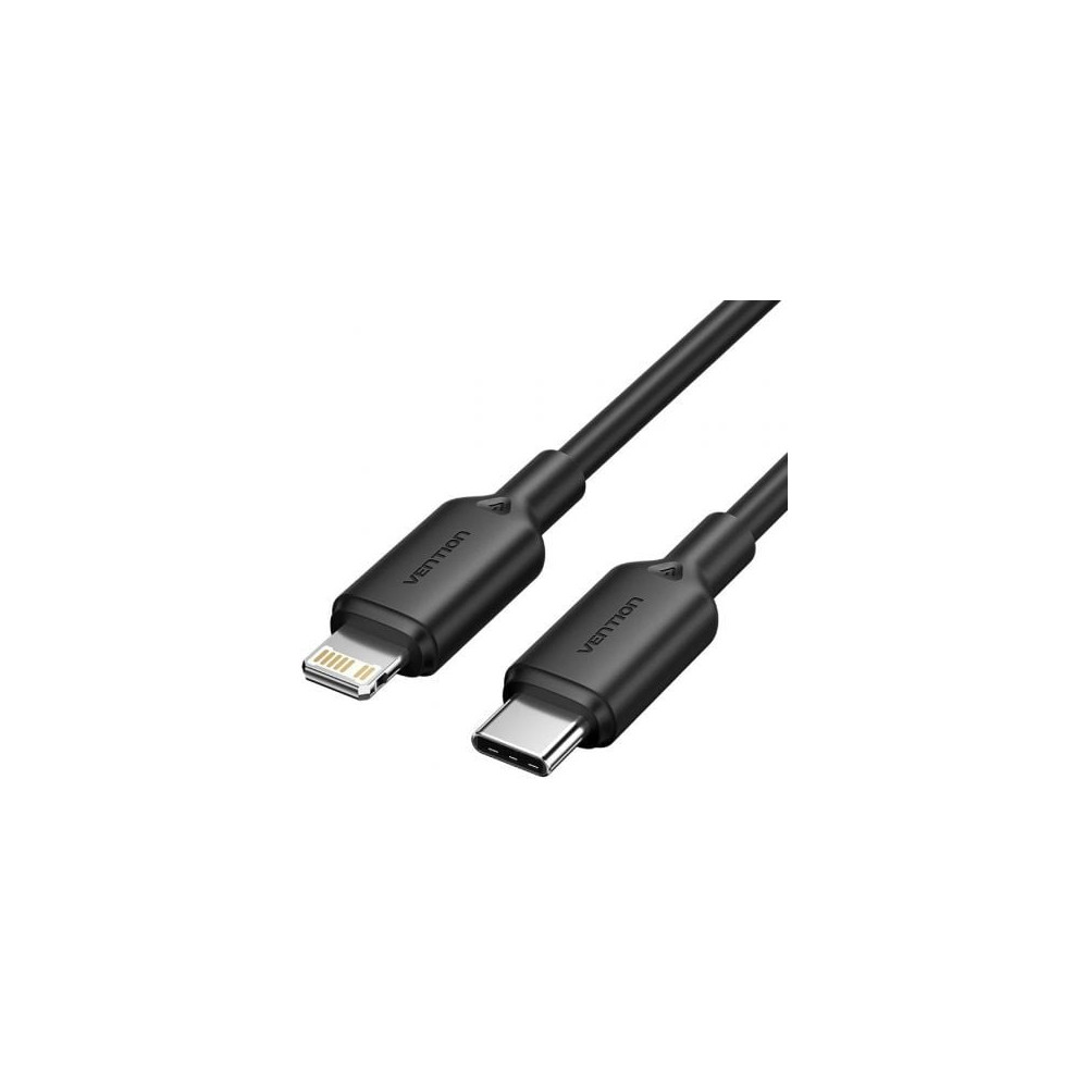 Cable USB 2.0 Tipo-C Lightning Vention LAKBF/ USB Tipo-C Macho - Lightning Macho/ Hasta 27W/ 480Mbps/ 1m/ Negro | Lightning