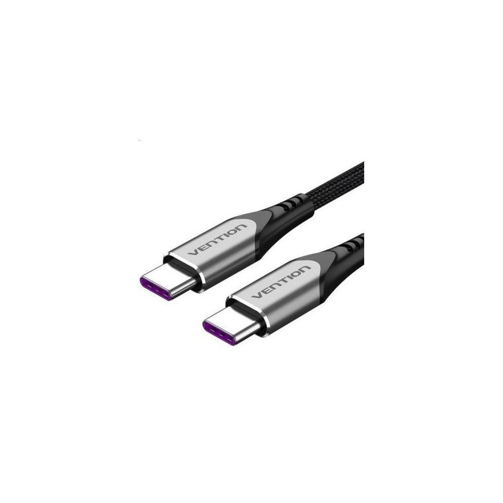 Cable USB 2.0 Tipo-C Vention TAEHG/ USB Tipo-C Macho - USB Tipo-C Macho/ Hasta 100W/ 480Mbps/ 1.5m/ Gris | USB-C