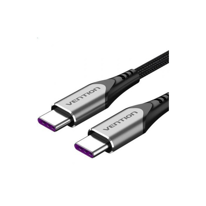 Cable USB 2.0 Tipo-C Vention TAEHG/ USB Tipo-C Macho - USB Tipo-C Macho/ Hasta 100W/ 480Mbps/ 1.5m/ Gris | USB-C