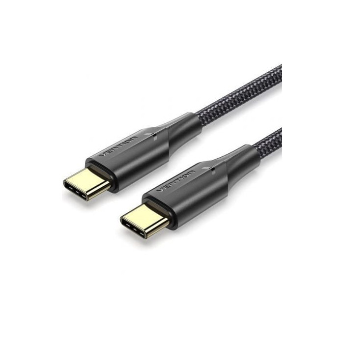 Cable USB 2.0 Tipo-C 3A Vention TAUBD/ USB Tipo-C Macho - USB Tipo-C Macho/ Hasta 60W/ 480Mbps/ 50cm/ Negro | USB-C