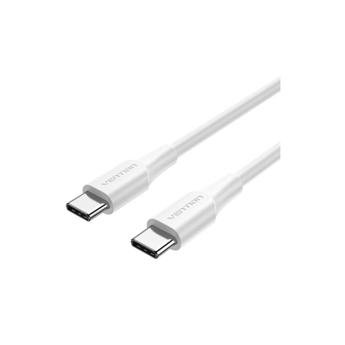 Cable USB 2.0 Tipo-C 3A Vention TAXWD/ USB Tipo-C Macho - USB Tipo-C Macho/ Hasta 60W/ 480Mbps/ 50cm/ Blanco | USB-C