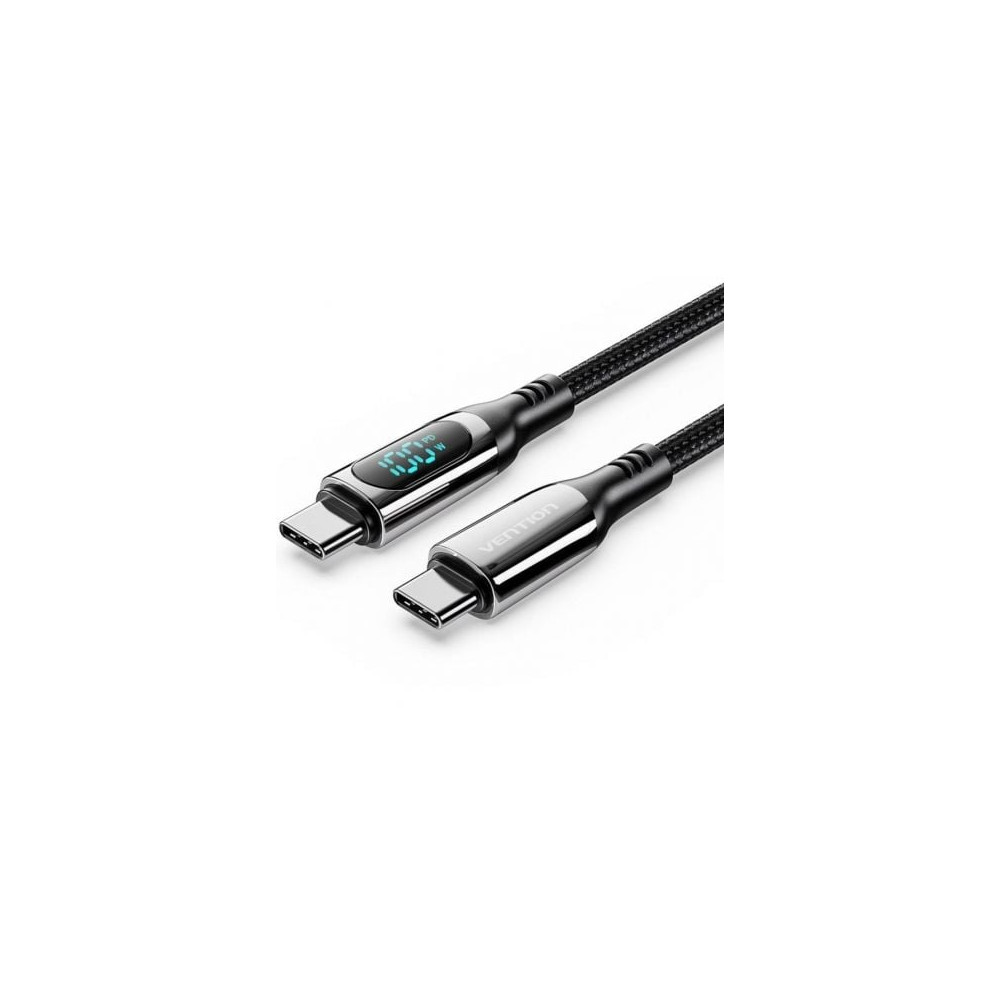 Cable USB 2.0 Tipo-C 5A 100W Vention TAYBAV/ USB Tipo-C Macho - USB Tipo-C Macho/ Hasta 100W/ 480Mbps/ 1.2m/ con Pantalla LED/ N