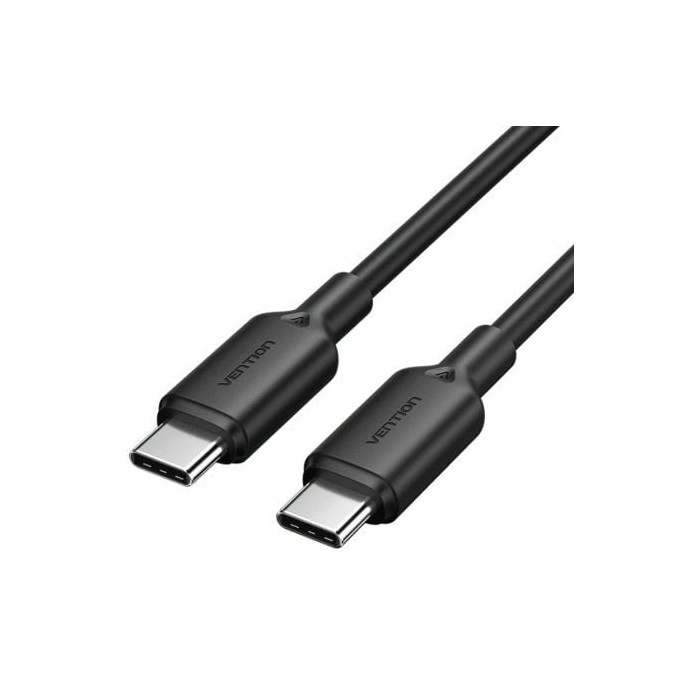 Cable USB 2.0 Tipo-C 3A Vention TRCBH/ USB Tipo-C Macho - USB Tipo-C Macho/ Hasta 60W/ 480Mbps/ 2m/ Negro | USB-C
