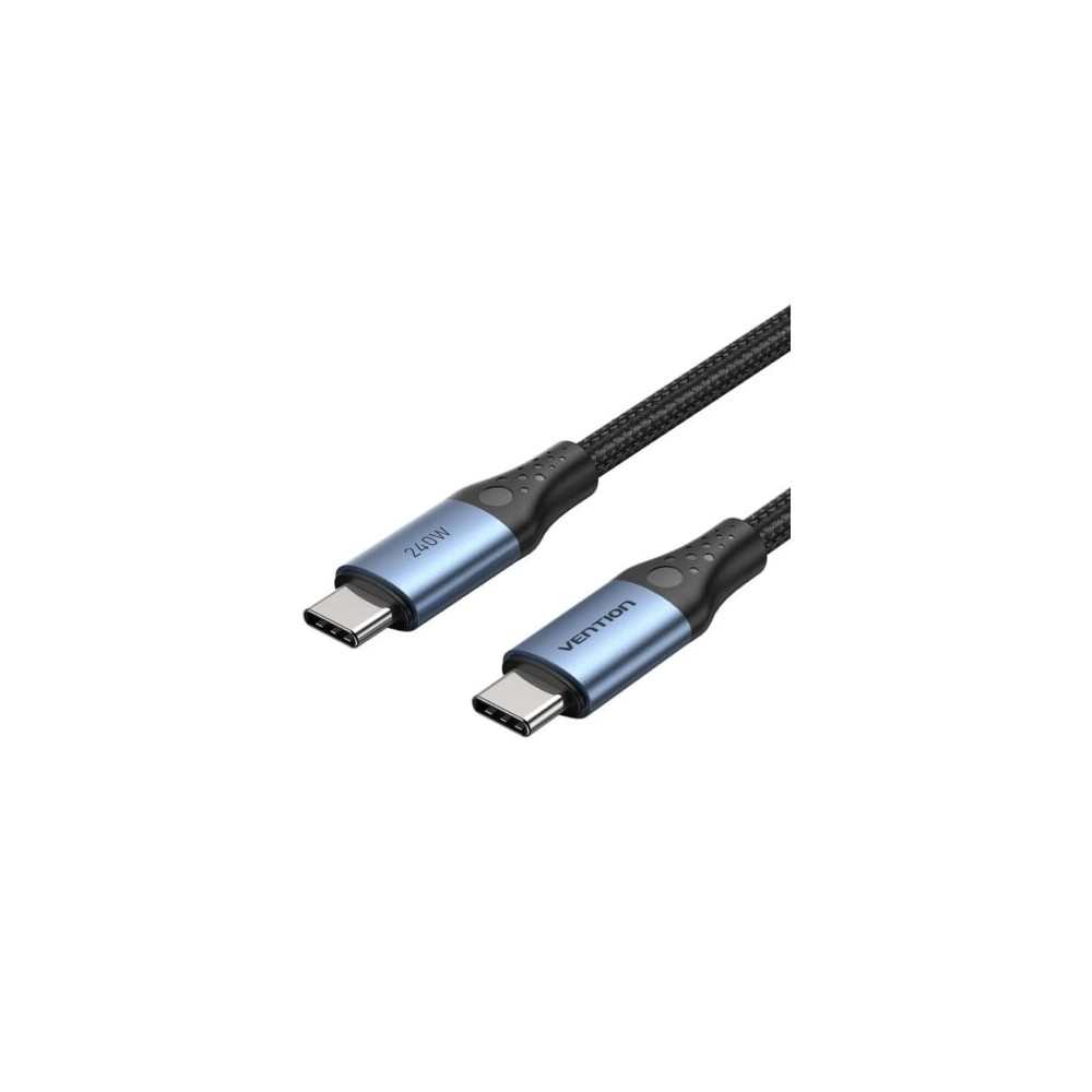 Cable USB 2.0 Tipo-C 5A Vention TREBF/ USB Tipo-C Macho - USB Tipo-C Macho/ Hasta 240W/ 480Mbps/ 1m/ Azul y Negro | USB-C