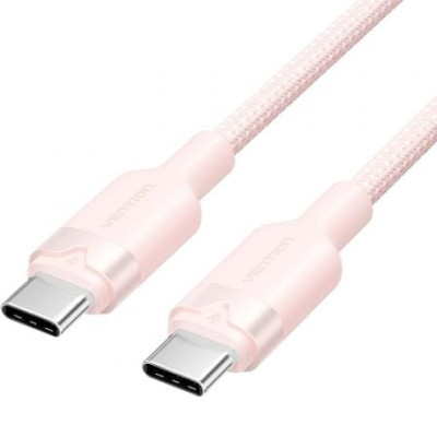 Cable USB 2.0 Tipo-C 3A Vention TRDPF/ USB Tipo-C Macho - USB Tipo-C Macho/ Hasta 60W/ 480Mbps/ 1m/ Rosa | USB-C