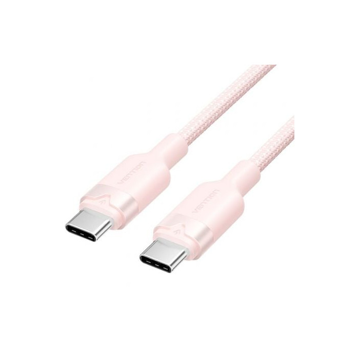Cable USB 2.0 Tipo-C 3A Vention TRDPF/ USB Tipo-C Macho - USB Tipo-C Macho/ Hasta 60W/ 480Mbps/ 1m/ Rosa | USB-C